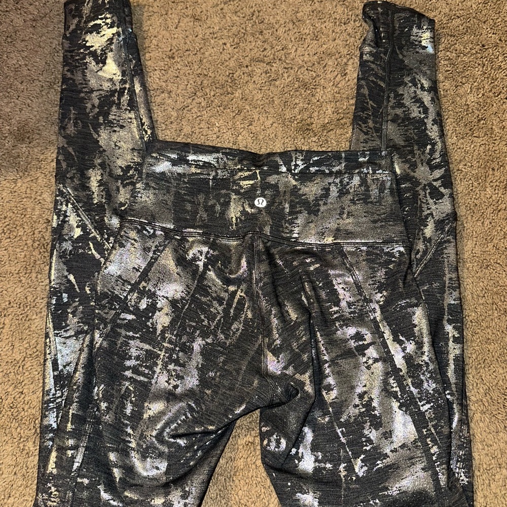 lululemon athletica Women's Metallic Black Leggings